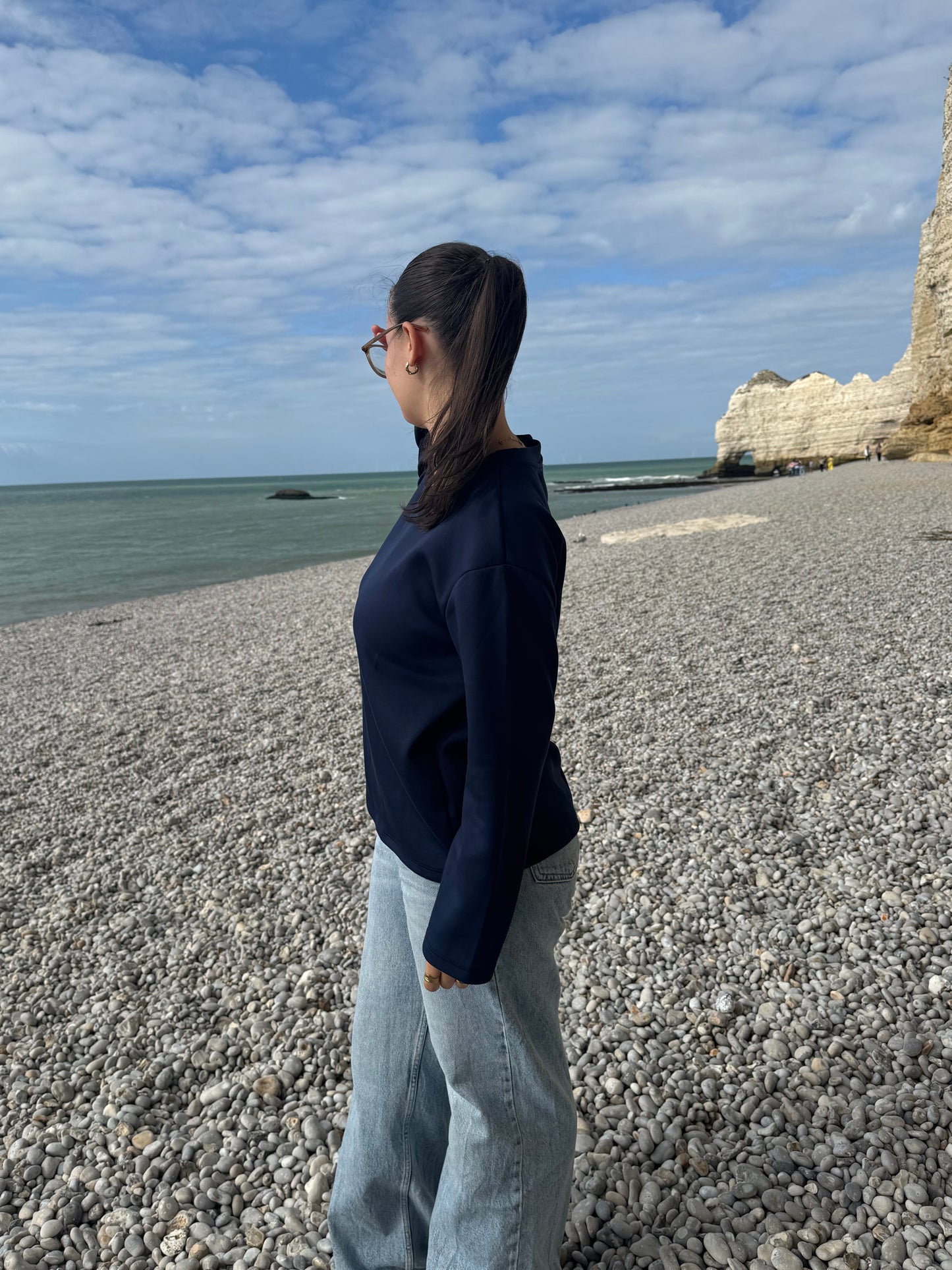 TEE-SHIRT ARMELLE BLEU MARINE