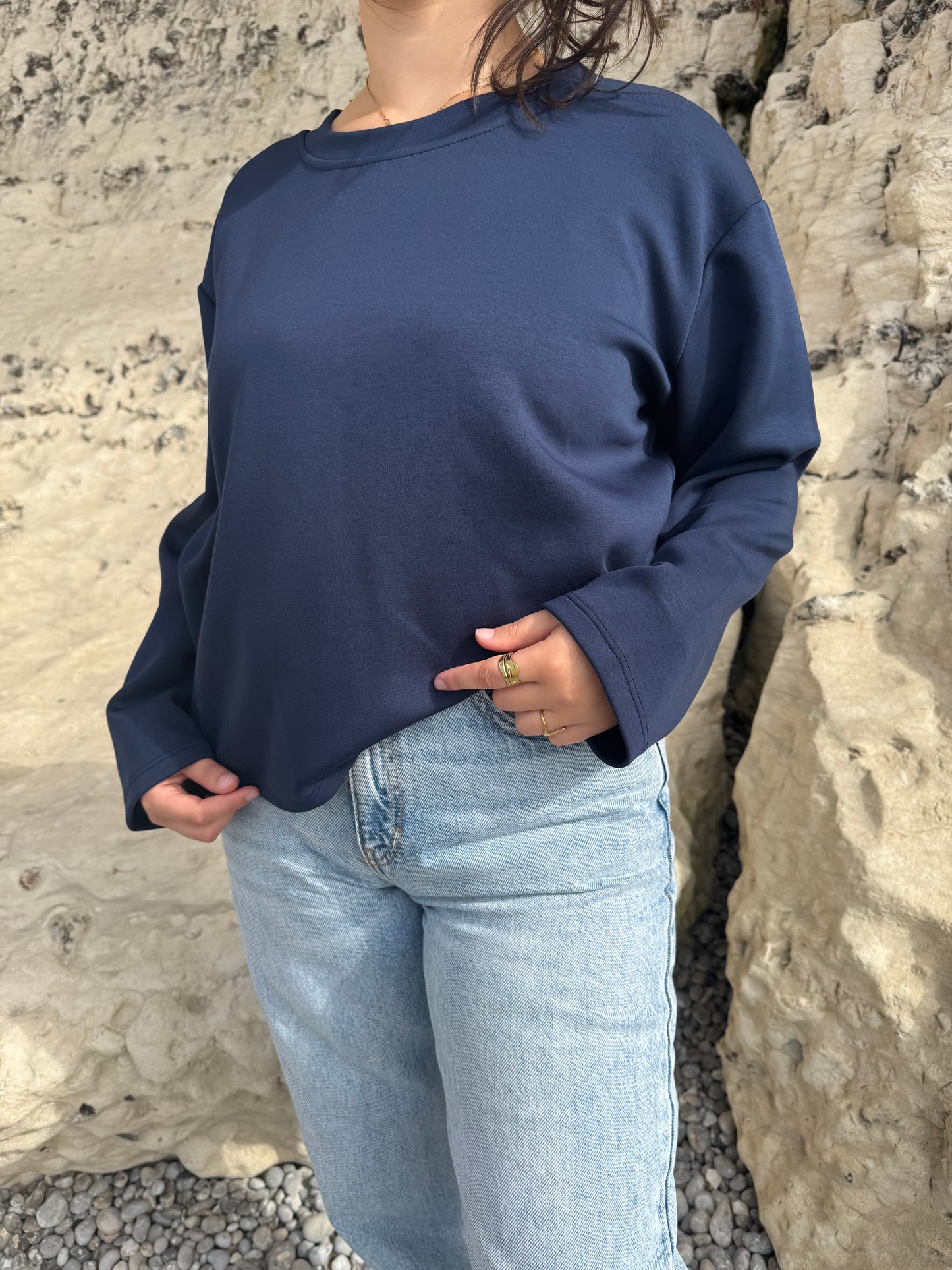 TEE-SHIRT ARMELLE BLEU MARINE