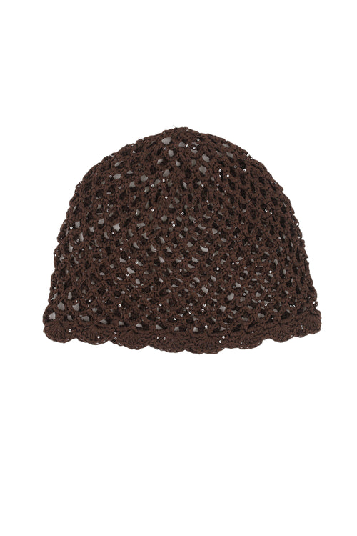 BONNET CROCHET PETITS SEQUINS ARGENTÉS