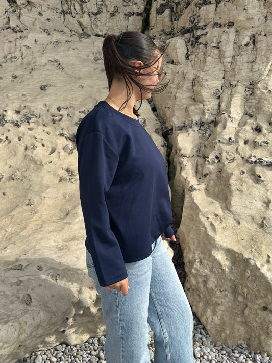 TEE-SHIRT ARMELLE BLEU MARINE