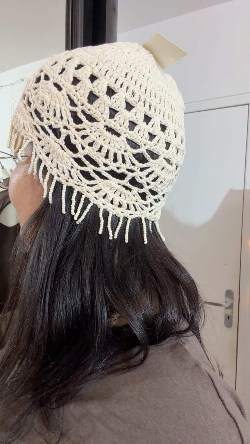 BONNET CROCHET ET PERLES