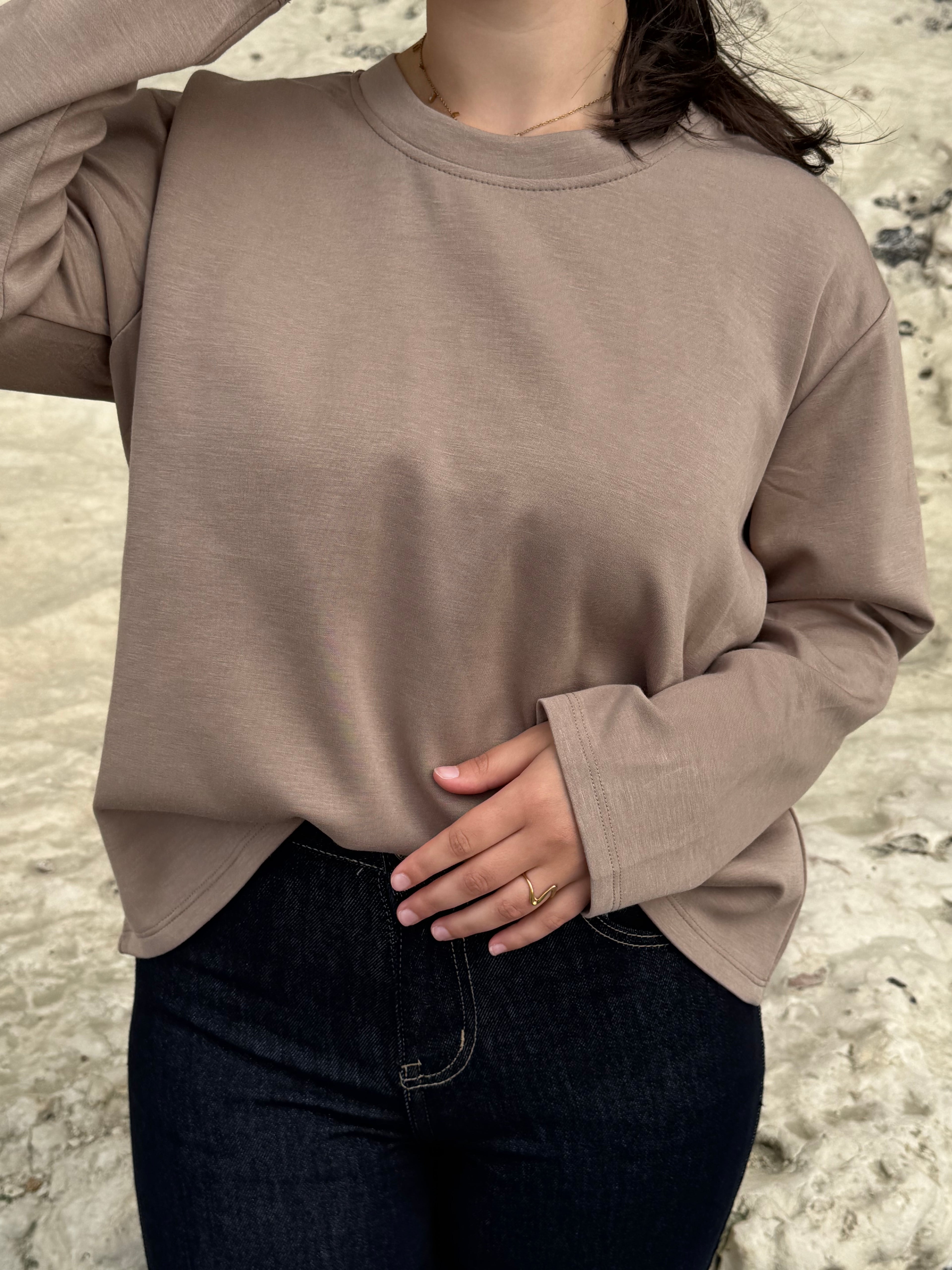 TEE-SHIRT ARMELLE TAUPE