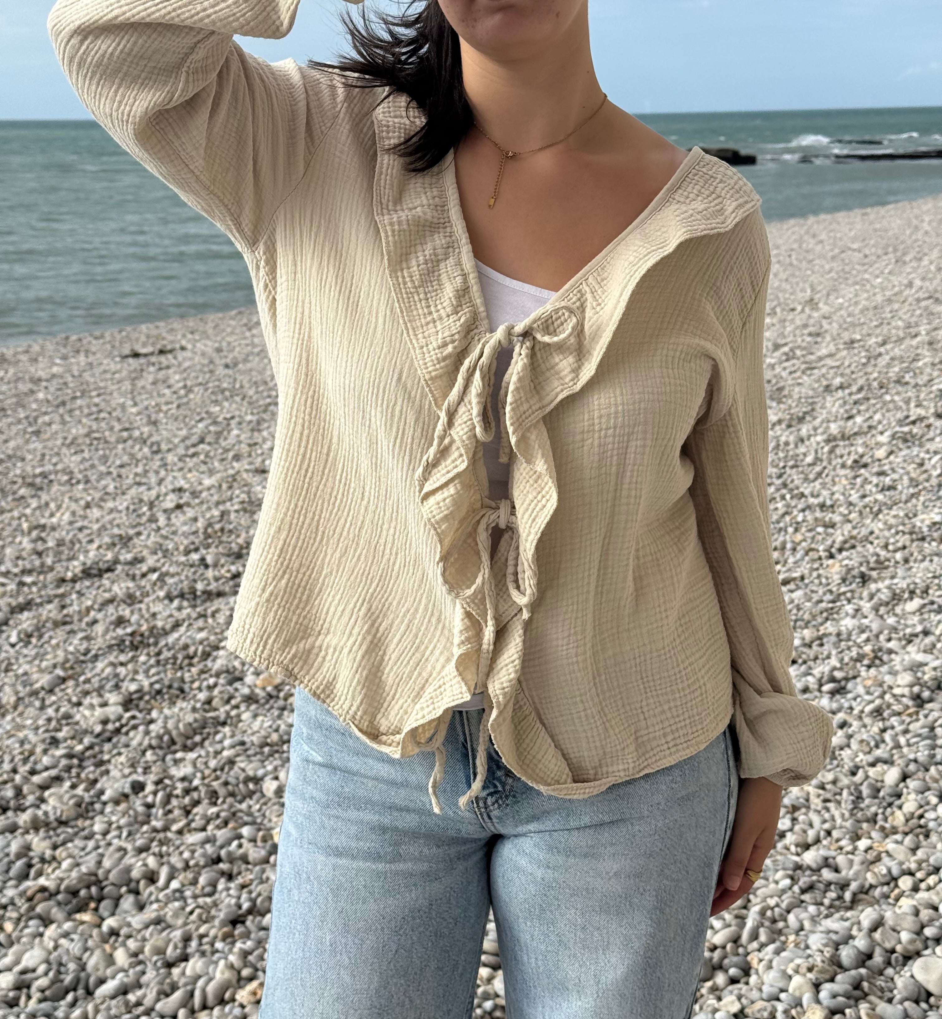 BLOUSE CARLA BEIGE 100% COTON