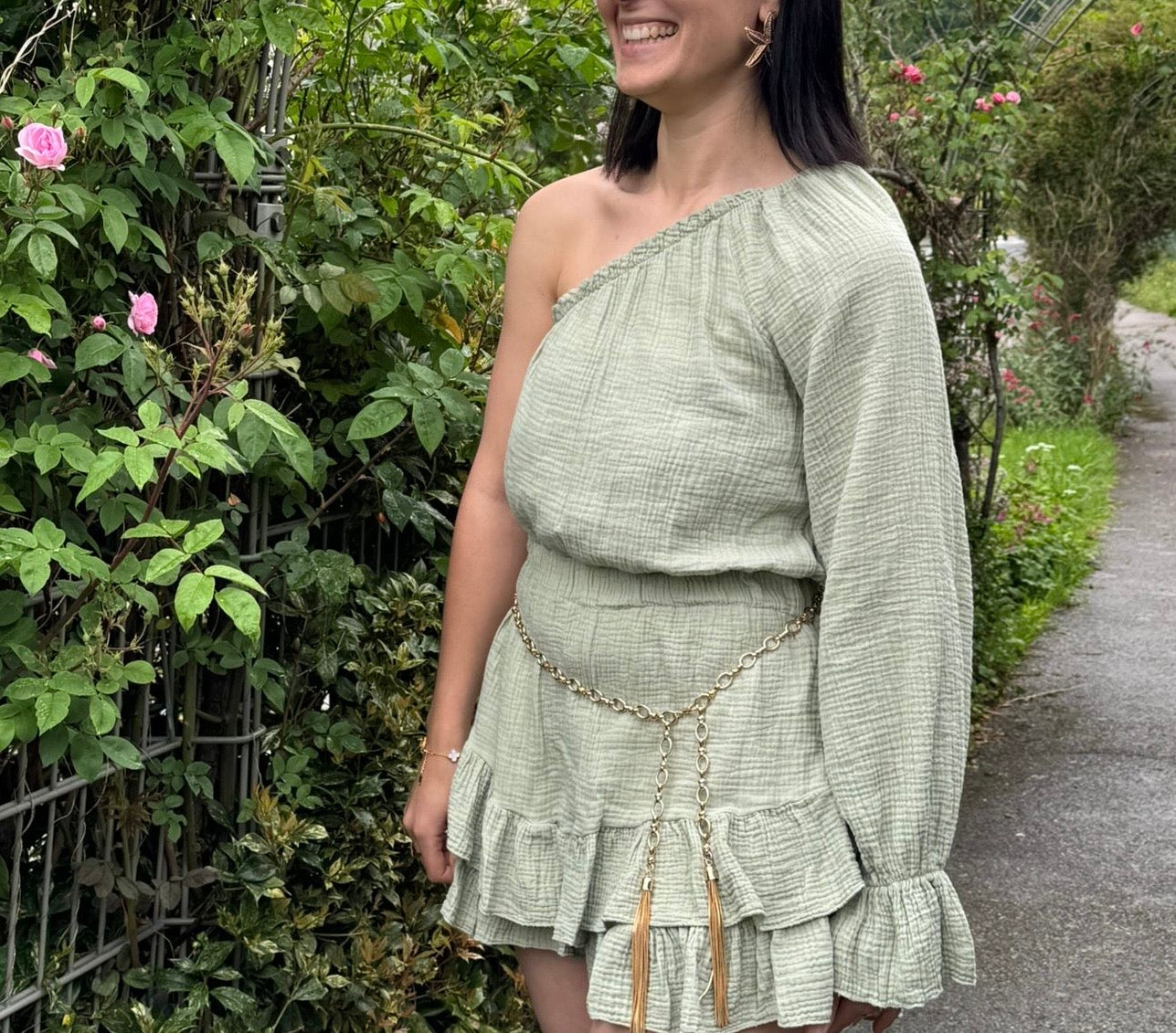 Combishort Esmée Kaki 100% coton