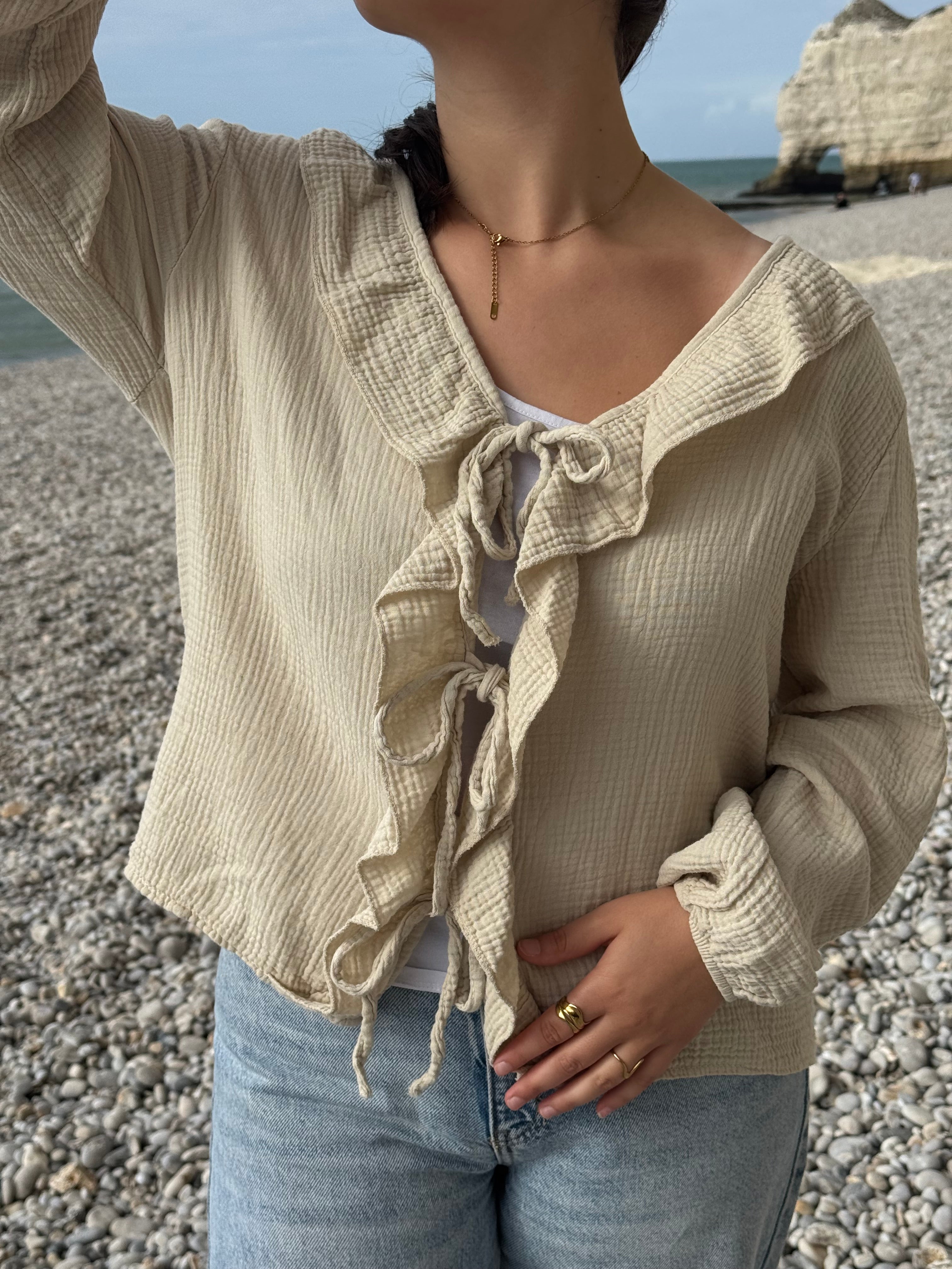 BLOUSE CARLA BEIGE 100% COTON