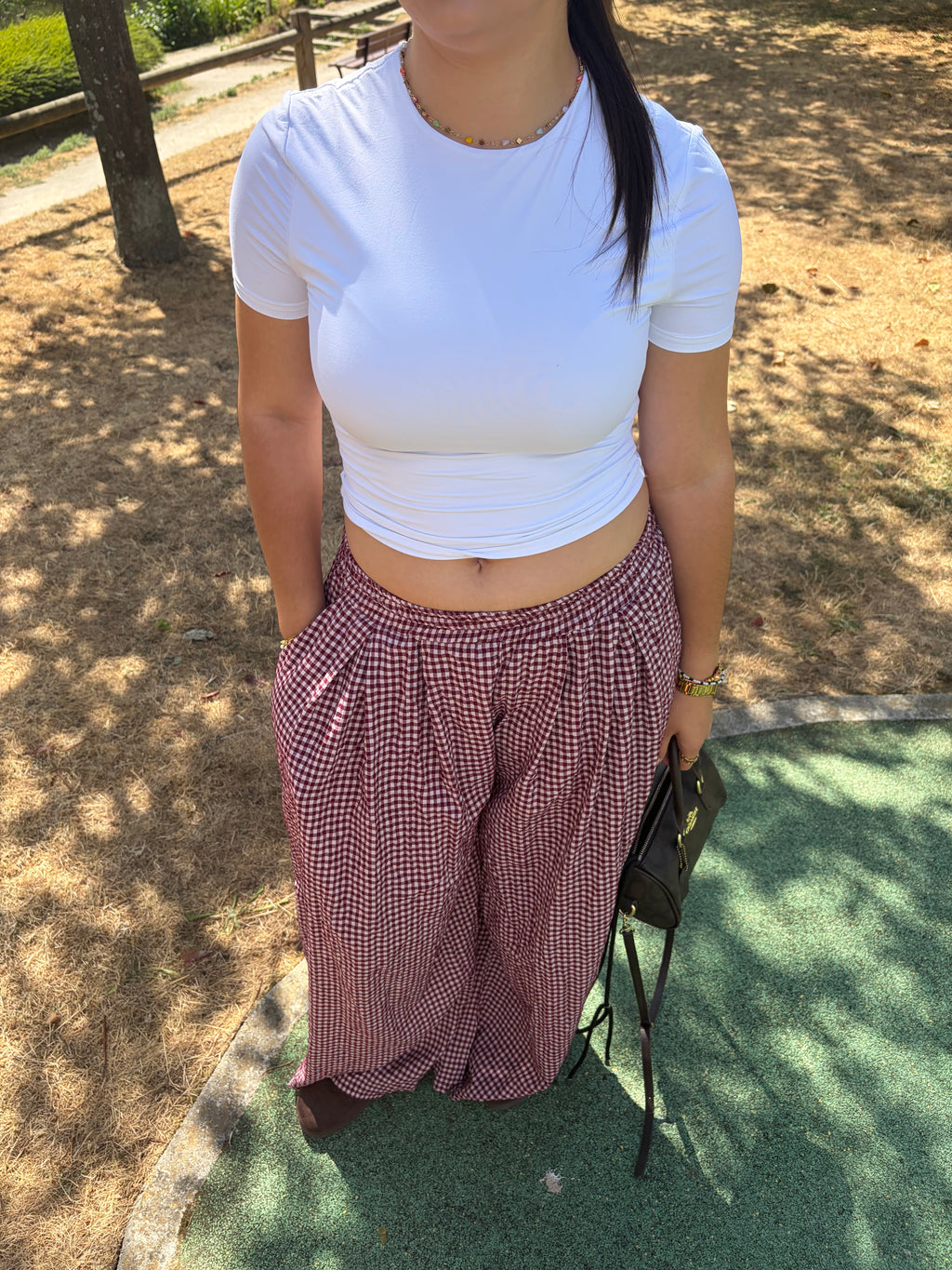 PANTALON VICHY BORDEAUX