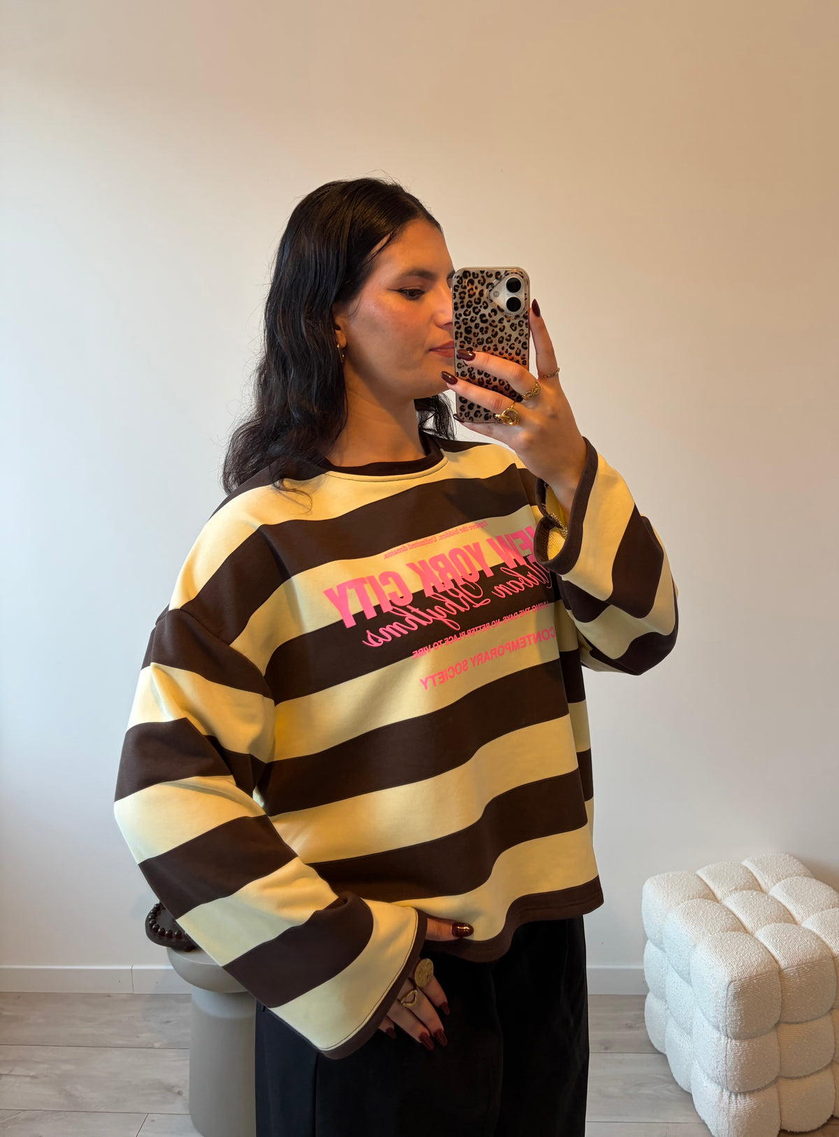 SWEAT VARSITY MARRON-JAUNE