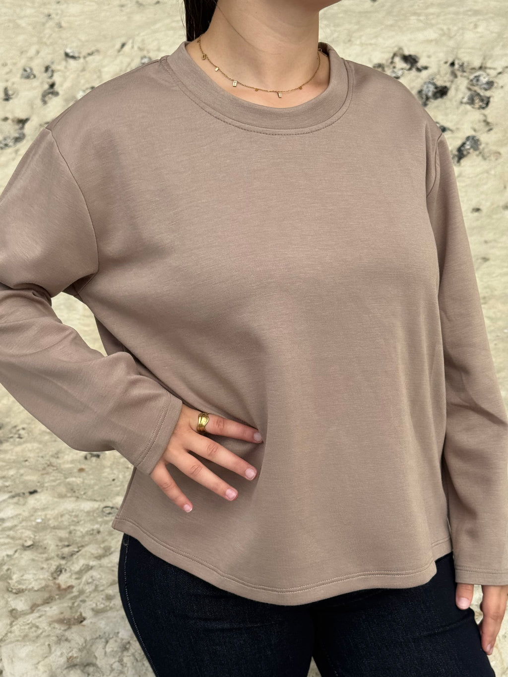 TEE-SHIRT ARMELLE TAUPE