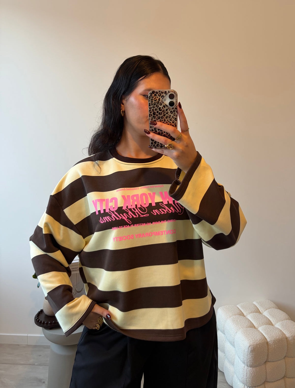 SWEAT VARSITY MARRON-JAUNE