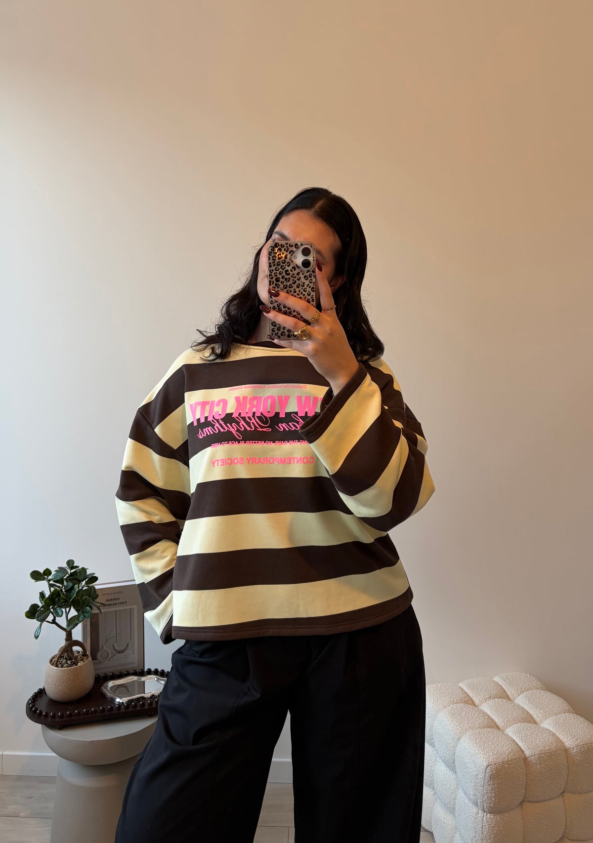 SWEAT VARSITY MARRON-JAUNE