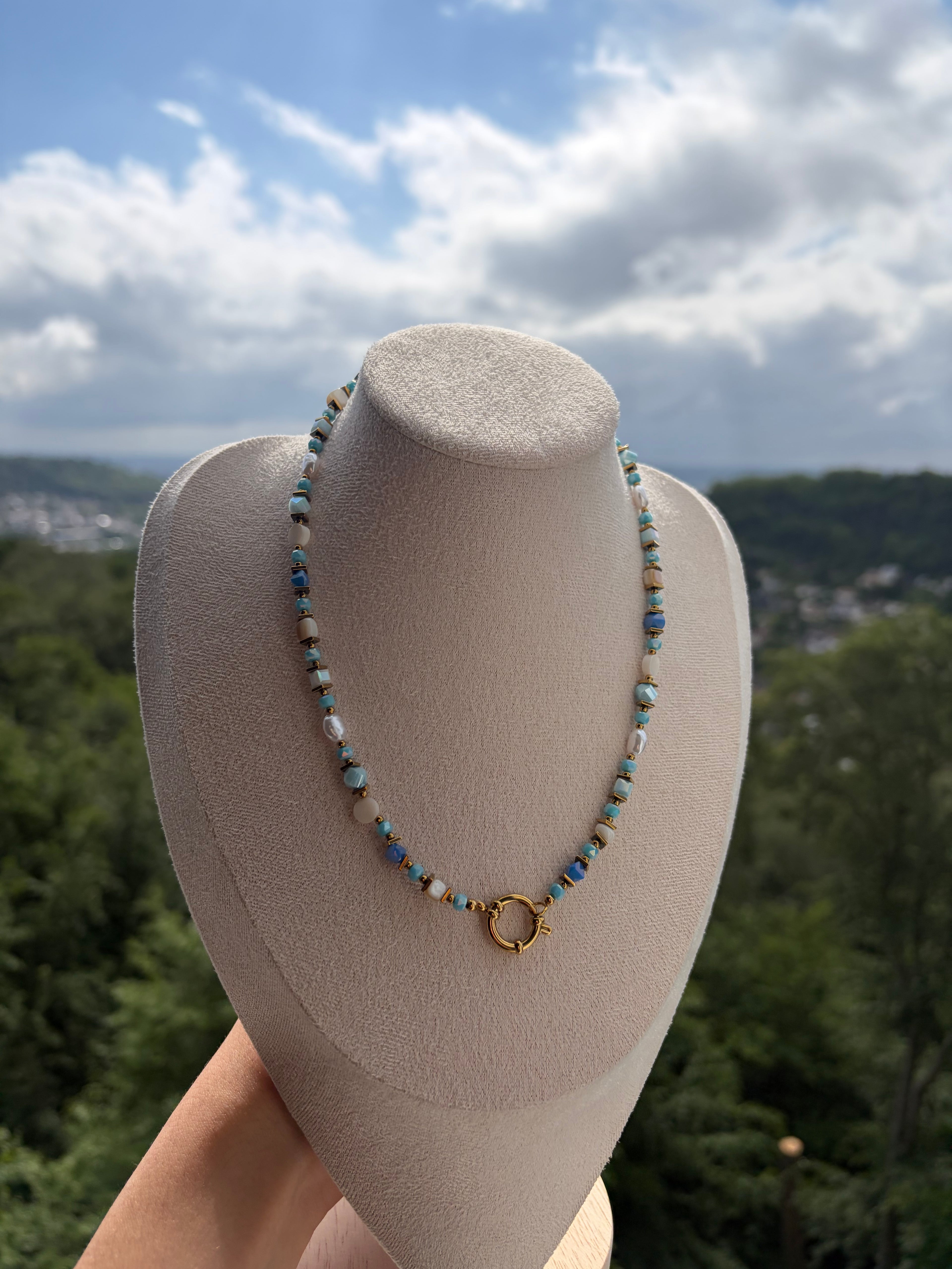 COLLIER PERLA BLEU