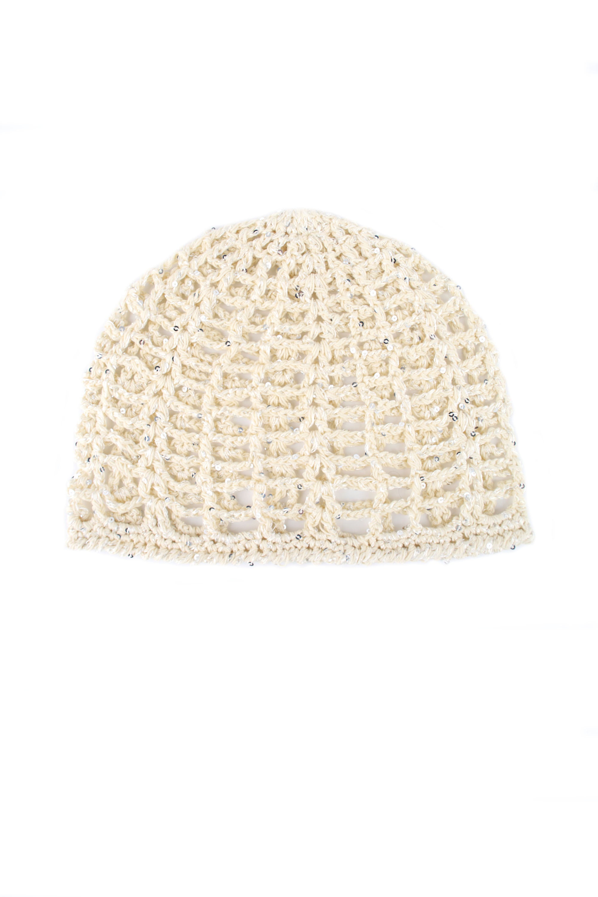 BONNET CROCHET SEQUINS ARGENTÉS