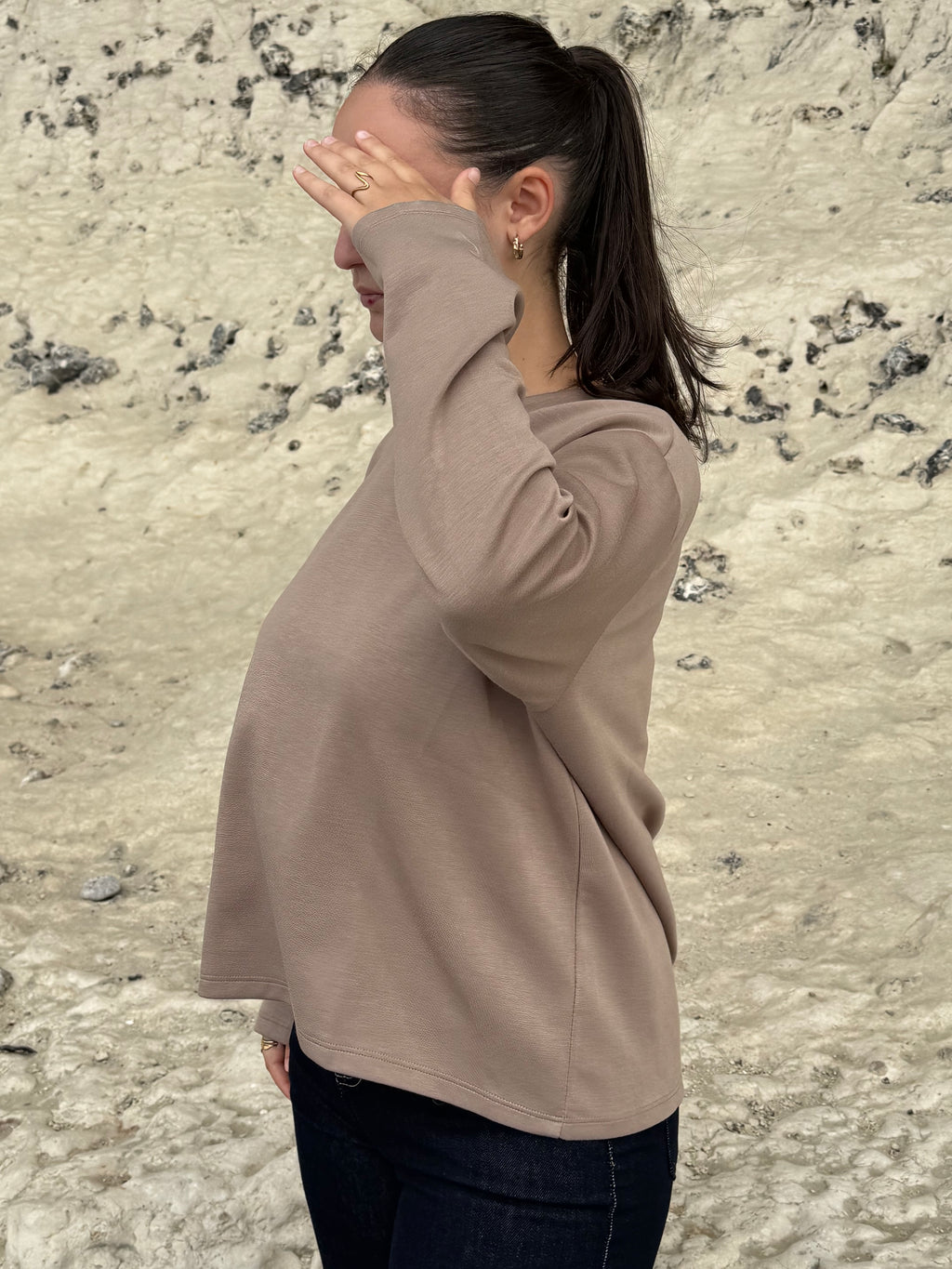 TEE-SHIRT ARMELLE TAUPE