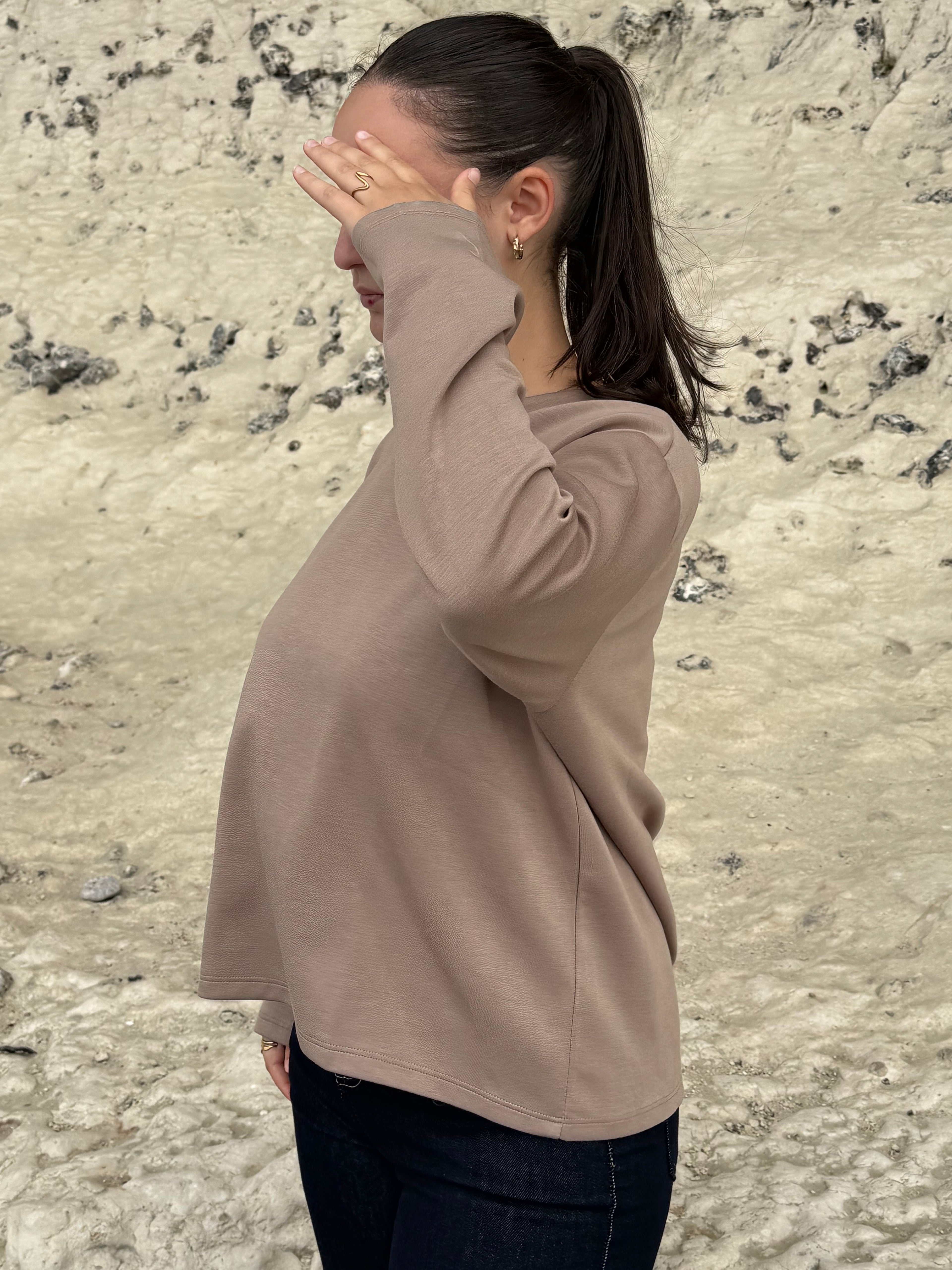 TEE-SHIRT ARMELLE TAUPE