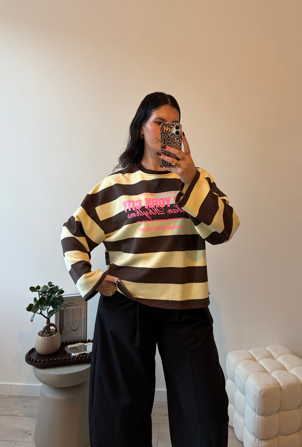 SWEAT VARSITY MARRON-JAUNE