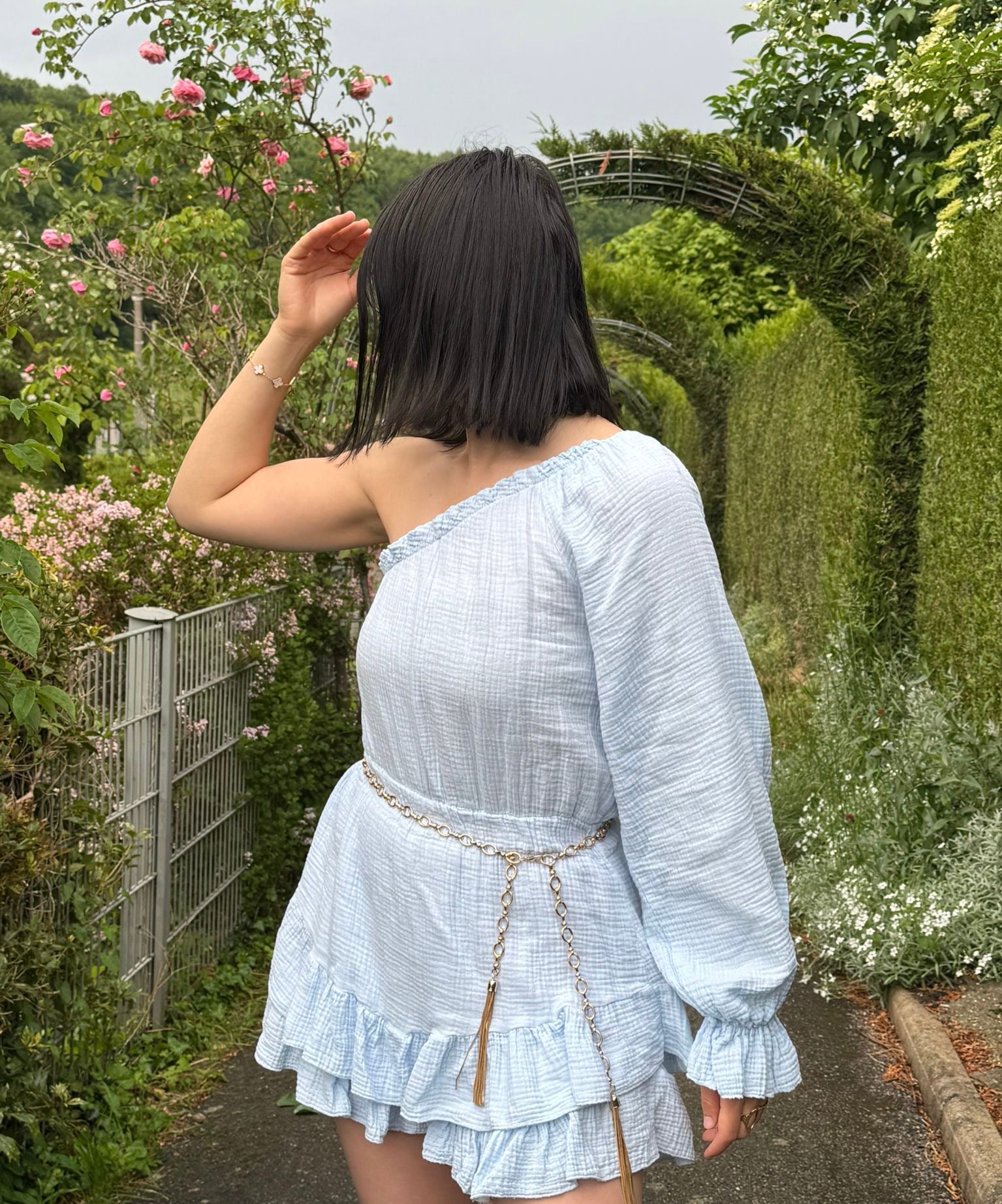 Combishort Esmée Bleu Clair 100% coton