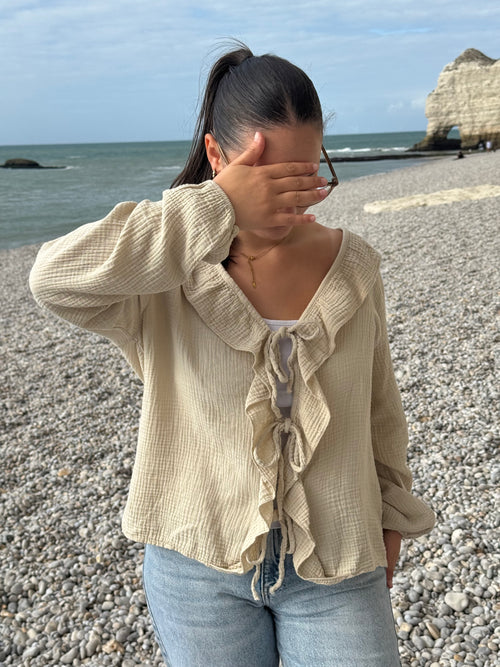 BLOUSE CARLA BEIGE 100% COTON