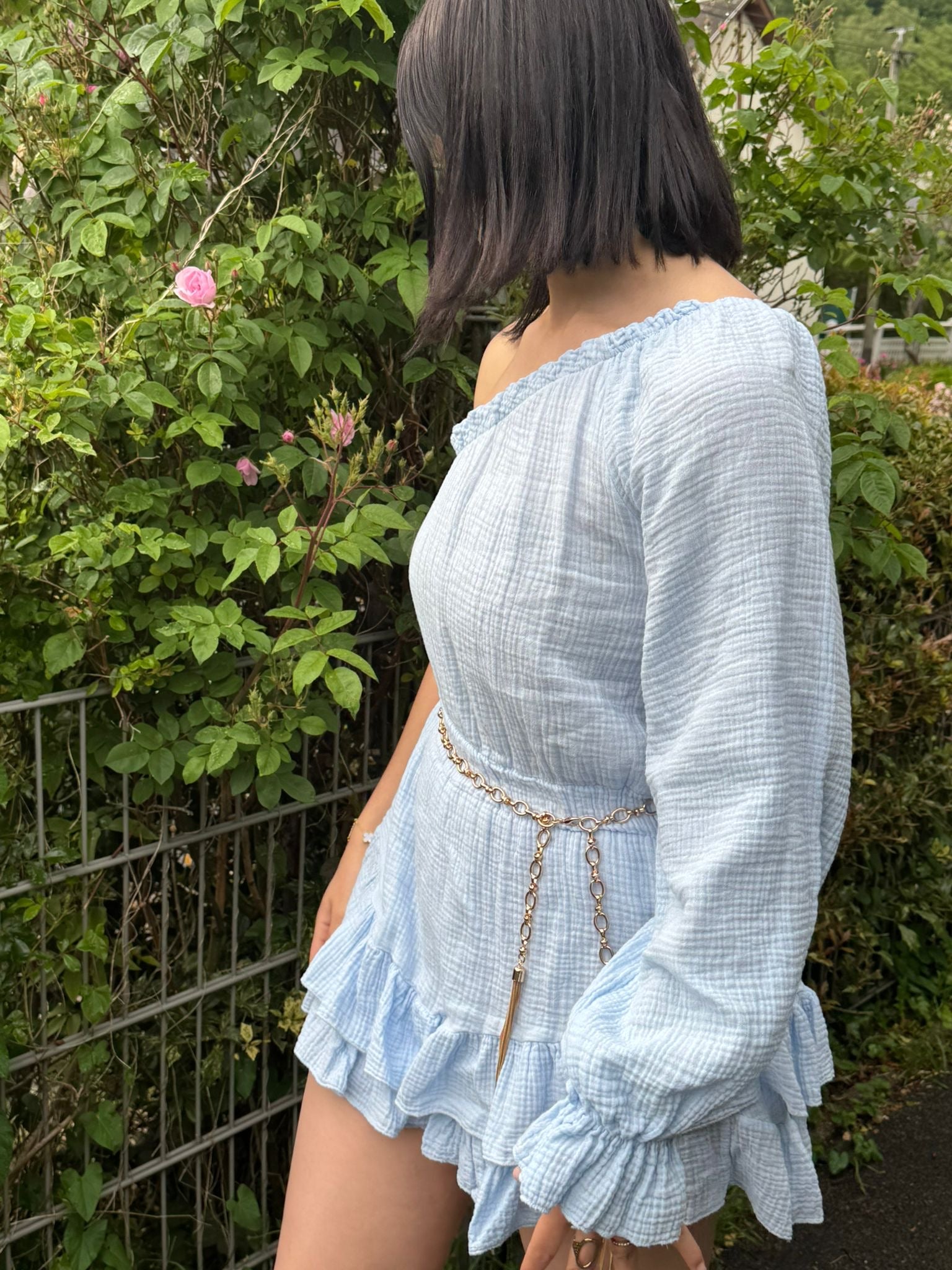 Combishort Esmée Bleu Clair 100% coton