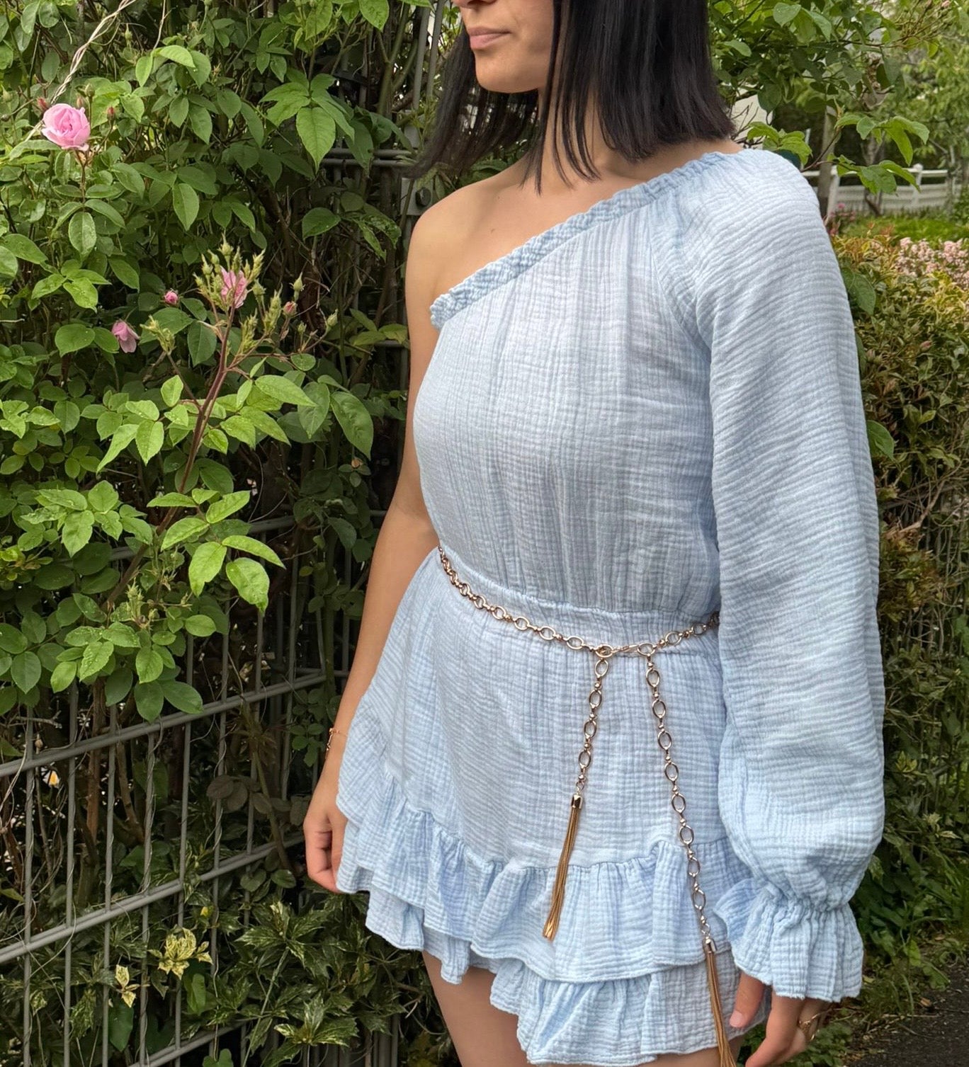 Combishort Esmée Bleu Clair 100% coton